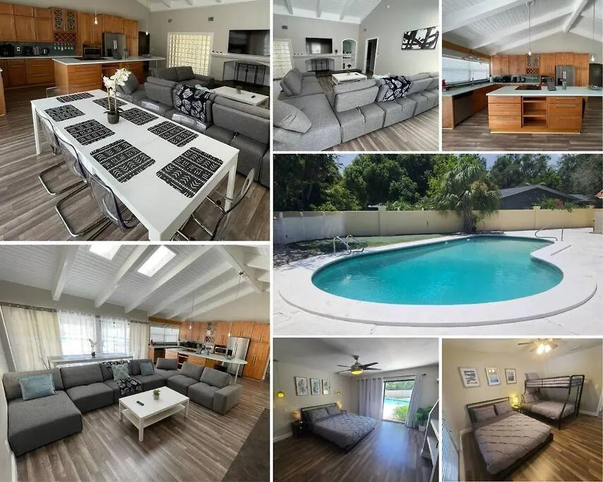 Luxurious Spacious Modern House W/ Ac + Pool 坦帕 美国